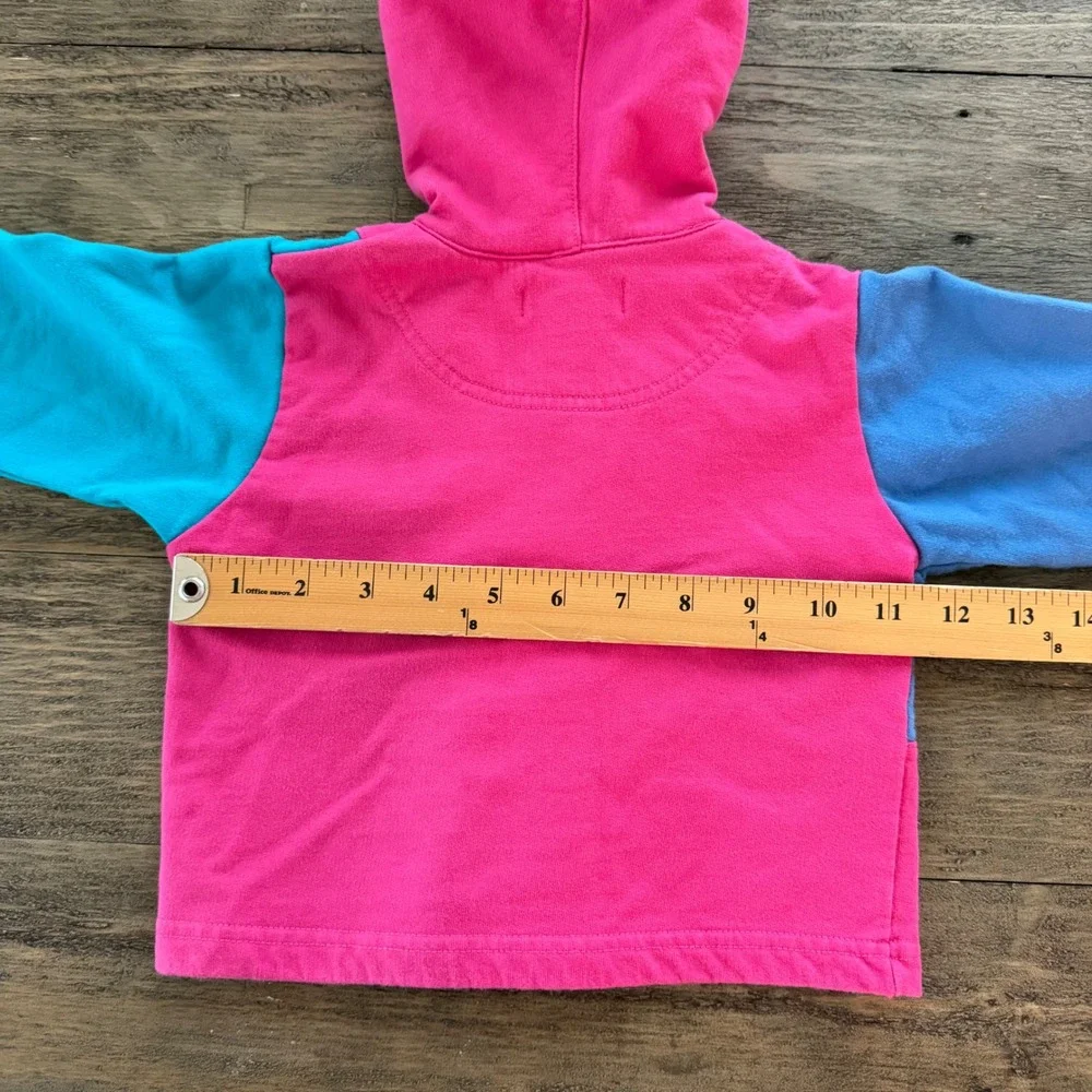 Vintage Gymboree Infant Colorblock Snap‎ Front Hoodie Pink Teal 90s 100% Cotton